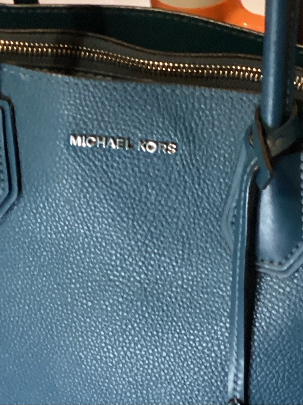 Michael Kors Deep Teal Leather Satchel with Lock Charm EUC - Picture 3 of 11